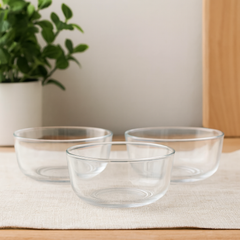 3-Piece Clear Glass Bowl Set – 2200 ml Large Multi-Purpose Mixing & Serving Bowls