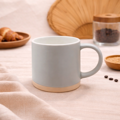 Light Grey Ceramic Coffee Mug | Minimalist Matte Finish Tea Cup with Contrast Base - Habitt