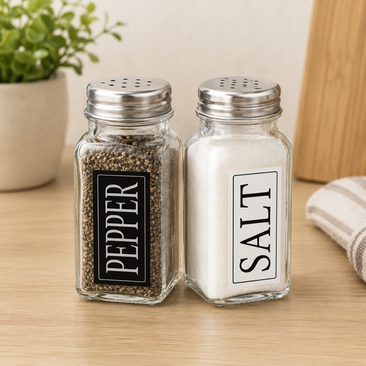 Salt and Pepper Black Overlay Glass Bottles
