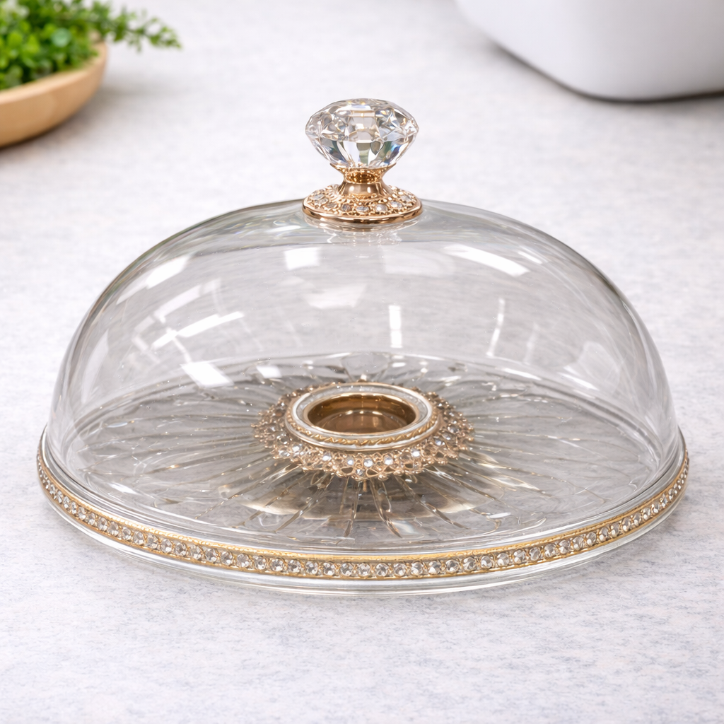 Medium Cake Dish with Copper Stand – Elegant Cake Display Dome - Habitt