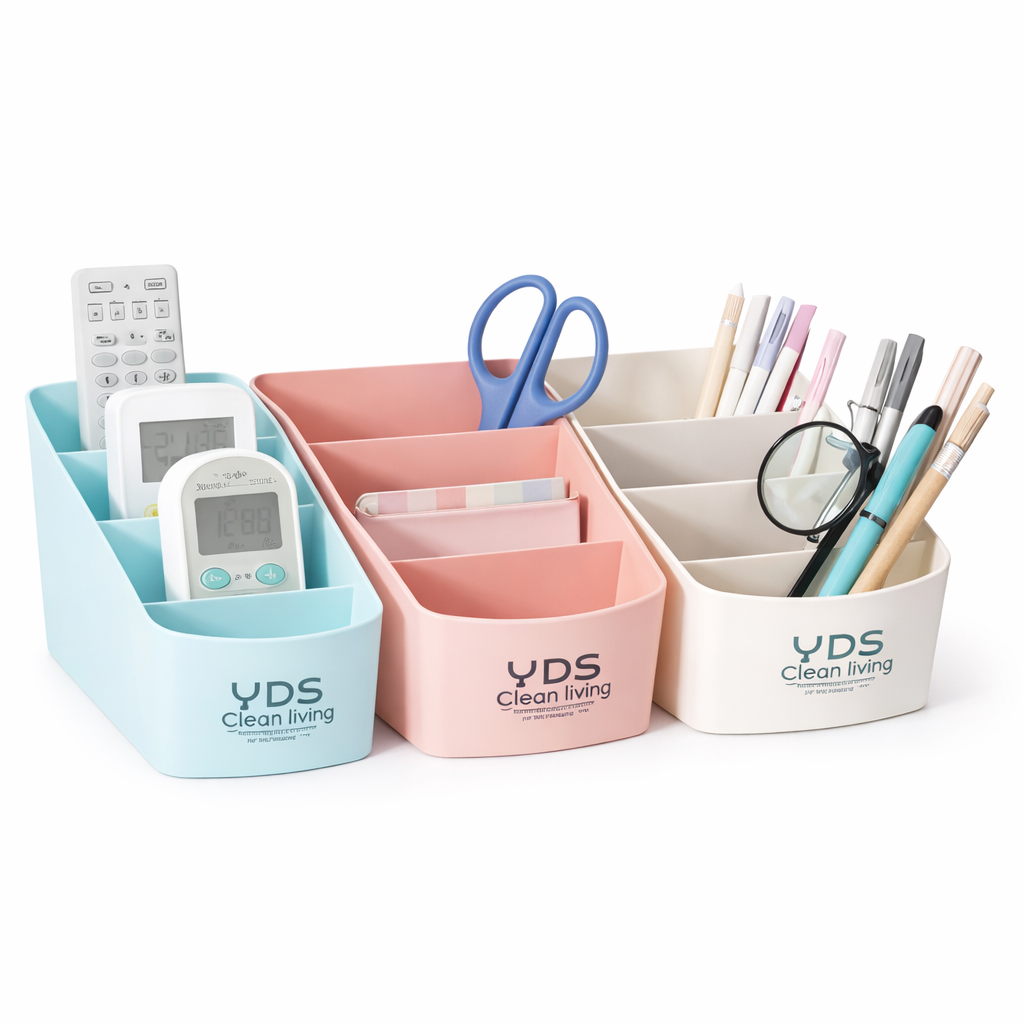 1Pc Assorted Multipurpose Desk Organizer – Plastic Tabletop Storage Caddy for Office & Home - Habitt