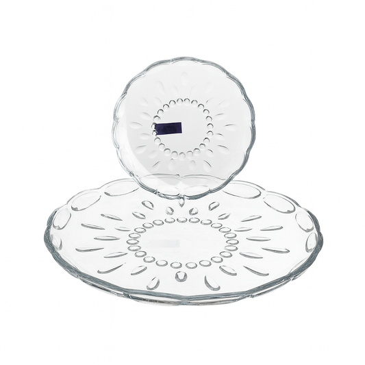 7-Piece Clear Glass Cake Set – Elegant 305 / 183 mm Dessert Plates