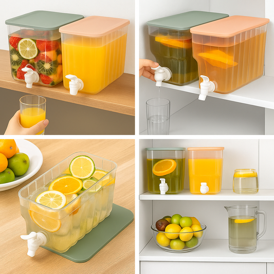 1Pc Rectangular Juice Dispenser with Tap (Assorted) – Large Capacity Beverage Container