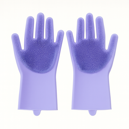 Silicone Washing Gloves with Built-In Scrub Bristles for Easy, Hygienic Cleaning