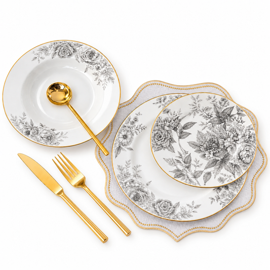 18 PCS Refined Plate Set – Complete Dinnerware Collection for Stylish Dining