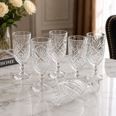 Elegant Cut Crystal-Style Glass Goblet – Premium Decorative Drinkware