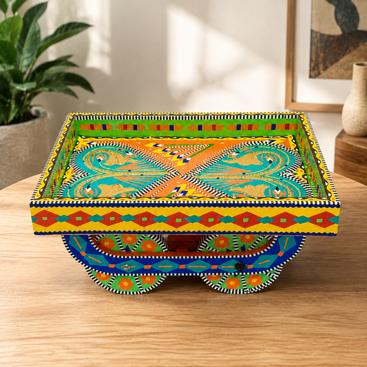 Chamakpatti Thaila Tray Truck Art – Traditional Multicolor Decorative Serving Tray | Pakistani Folk Art Home Décor