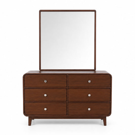 Aurra Wooden Dresser | Modern Bedroom Storage Dresser with Mirror - Habitt