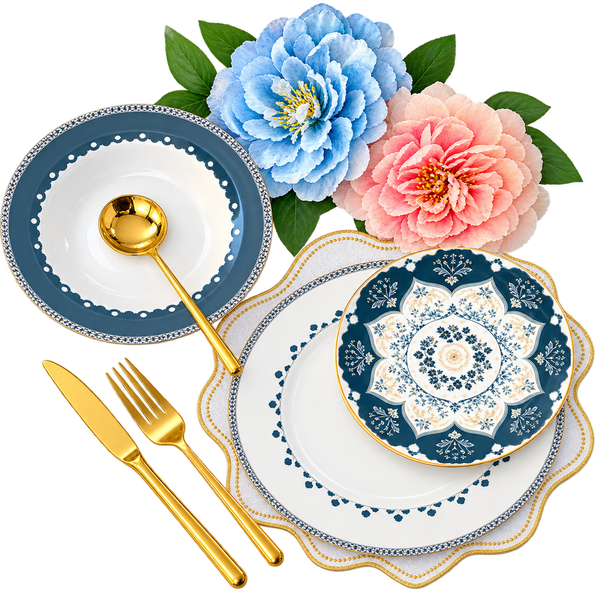18 PCS Designer Plate Set – Elegant Dinnerware Collection for Table Setting