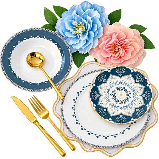 18 PCS Designer Plate Set – Elegant Dinnerware Collection for Table Setting