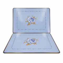 Elegant Blue Rose Placemat – Classic Floral Rectangular Table Mat