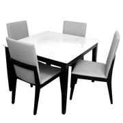 ALVA 4-Person Dining Table Set – Modern Marble Top with Upholstered Chairs - Habitt