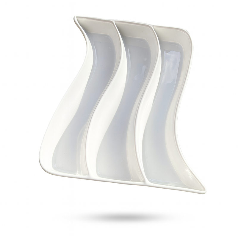 Snow White Portion Plate 5444 – Wavy Ceramic Serving Dish - Habitt