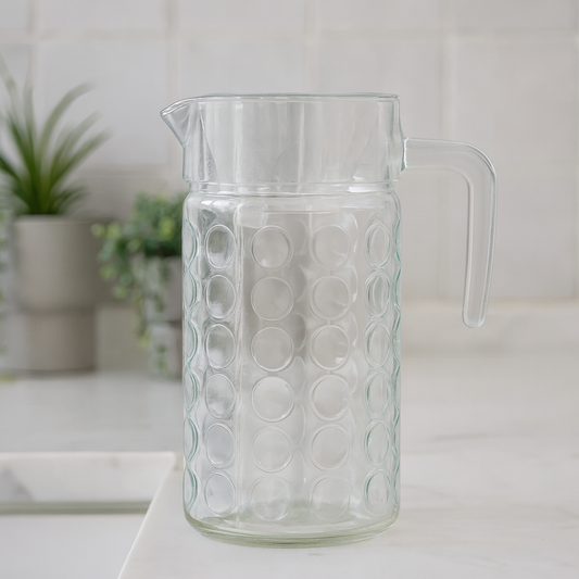 1850 ml Clear Glass Beverage Jug – Large-Capacity Drink Pitcher with Handle & Easy-Pour Spout (1 Pc)