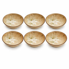 6PCS Ceramic Bowl Set – Beige Floral Design | Elegant Everyday Serveware - Habitt