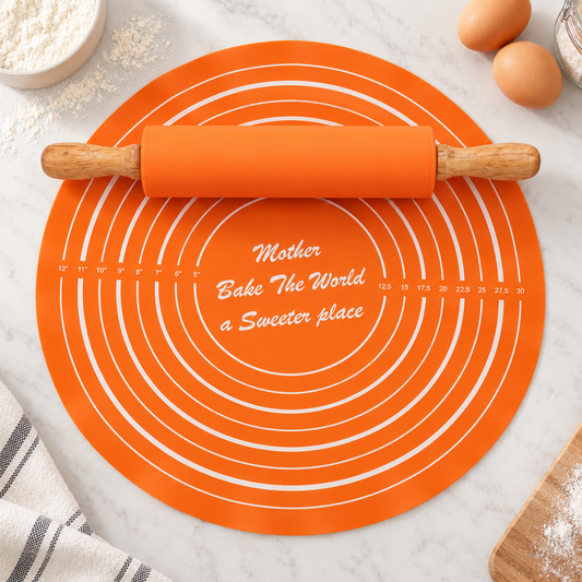 Silicone Pastry Sheet With Rolling Pin Set Assorted | Baking & Dough Mat