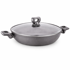 NORA Ceramic Low Casserole 26x6.3 cm – Nonstick Shallow Cooking Pot with Glass Lid - Habitt