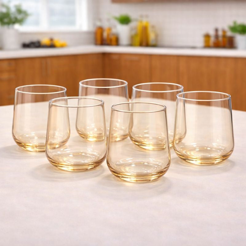 6Pcs Tumbler Set 420ml – Clear Glass Drinking Tumblers