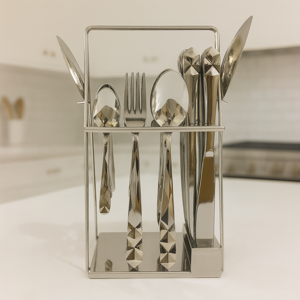 26-Piece ALPEN Cutlery Set – Diamond Pattern Stainless Steel Design