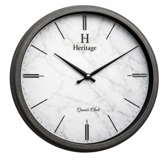 Heritage Scottish Marble Effect Wall Clock 20" – Elegant Quartz Display with Modern Classic Design (Plastic Frame)