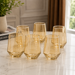Amber Tumbler Glass – Elegant Everyday Drinking Glass (340 ml)