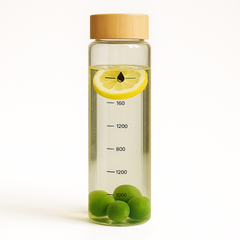 Glass Water Bottle 1000ml with Wooden Lid