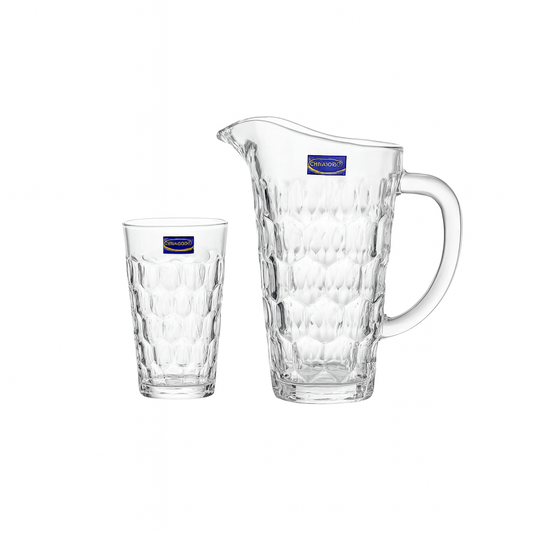 Diamond-Embossed Premium Glass Water Set – 7-Piece Set (1.58 L Jug + 278 mL Glasses)