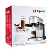 Alpina SF-2812 Espresso Coffee Machine – 15-Bar Italian Pump, 1470W, Built-In Milk Frother & 700ml Milk Tank - Habitt