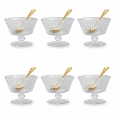 6PCS Glass Ice Cream Cups Set – Clear Dessert Bowls with Elegant Design