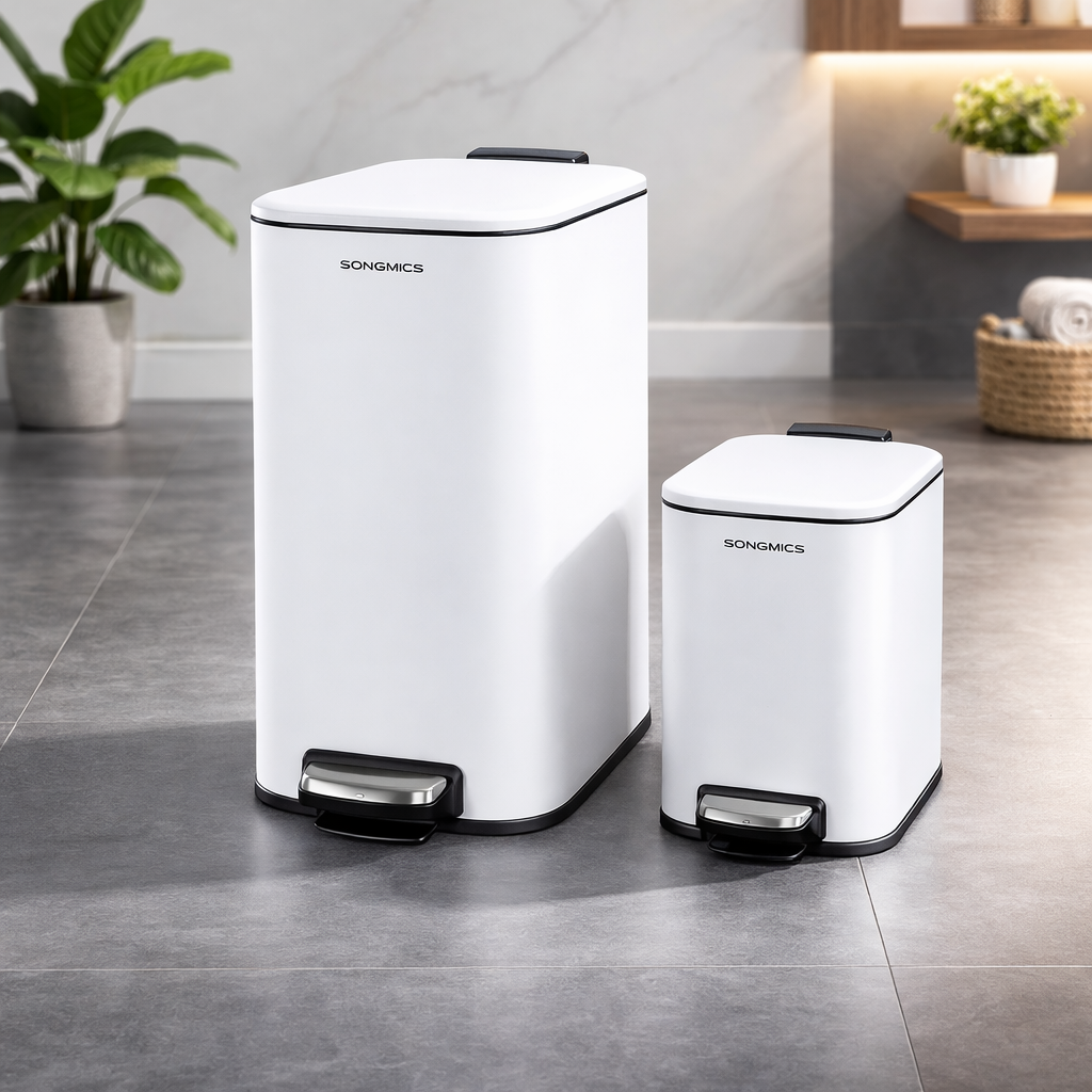 2-Piece Trash Can Set – 30L & 6L Pedal Bins with Soft-Close Lid - Habitt