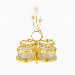 Elegant Gold Revolving Dry Fruit Jar Set – 4 Pieces