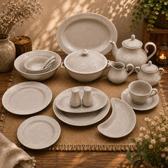 Luxury 72-Piece Grey Speckled Dinnerware Set