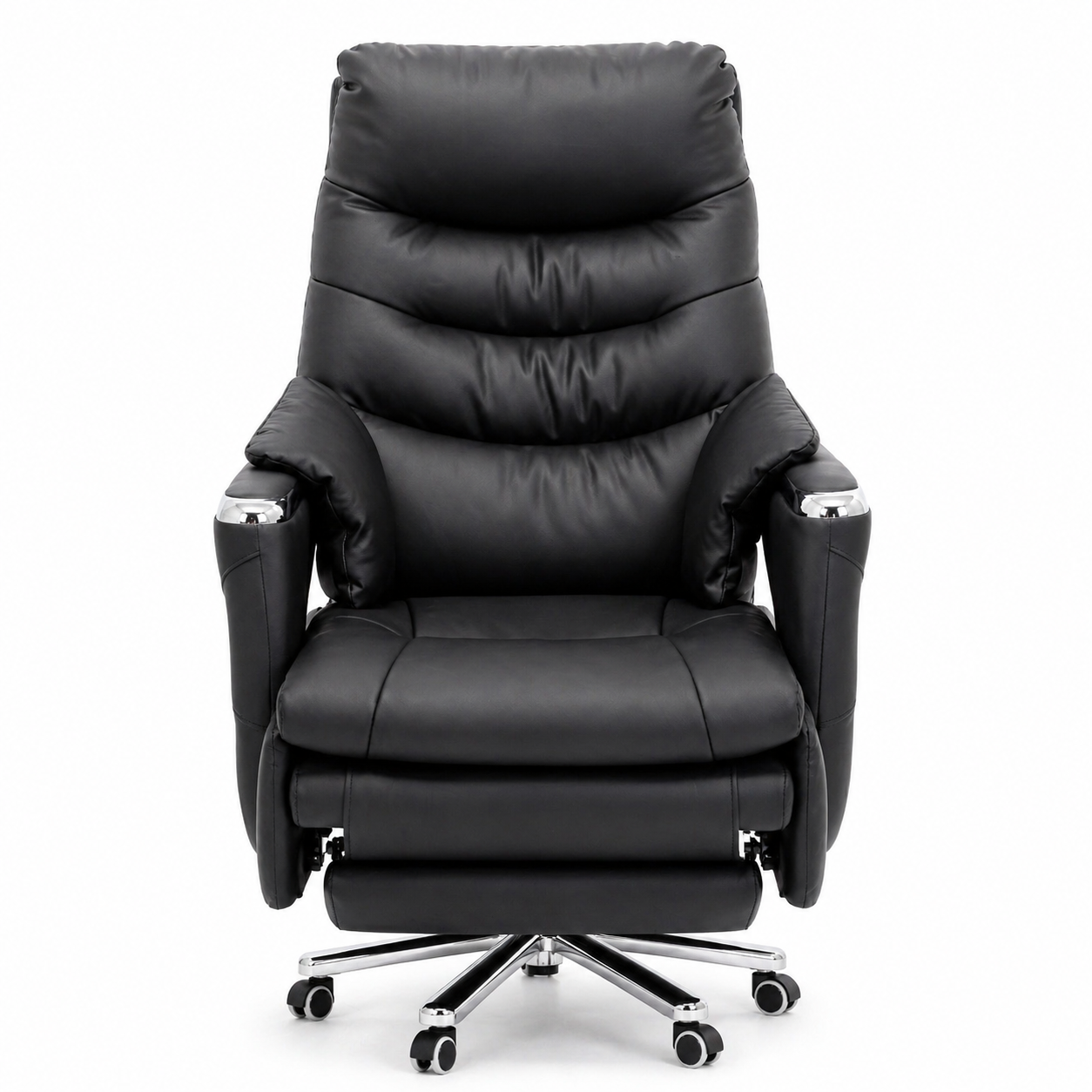 Vortex Executive Electric Massage Recliner Chair in Black Leatherette with Heat & Vibration Functions – Luxury Office & Home Comfort Seating - Habitt