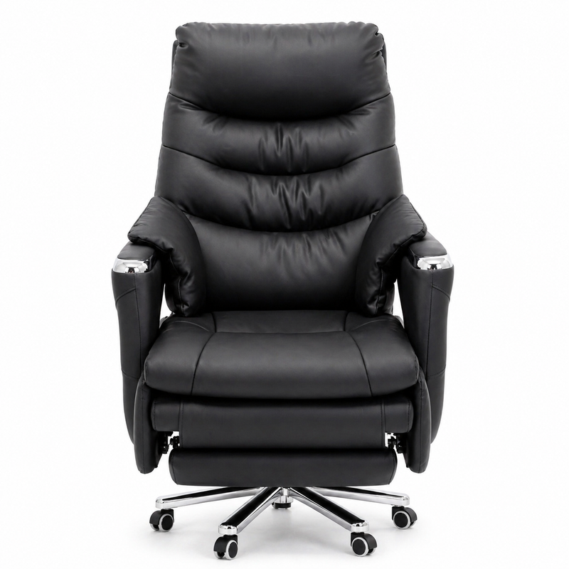 Vortex Executive Electric Massage Recliner Chair in Black Leatherette with Heat & Vibration Functions – Luxury Office & Home Comfort Seating - Habitt