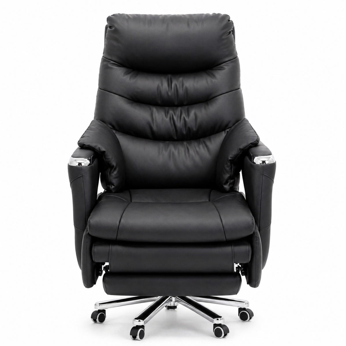 Vortex Executive Electric Massage Recliner Chair in Black Leatherette with Heat & Vibration Functions – Luxury Office & Home Comfort Seating - Habitt