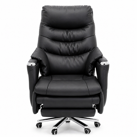 Vortex Executive Electric Massage Recliner Chair in Black Leatherette with Heat & Vibration Functions – Luxury Office & Home Comfort Seating - Habitt
