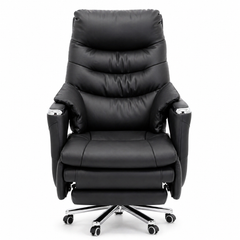 Vortex Executive Electric Massage Recliner Chair in Black Leatherette with Heat & Vibration Functions – Luxury Office & Home Comfort Seating - Habitt