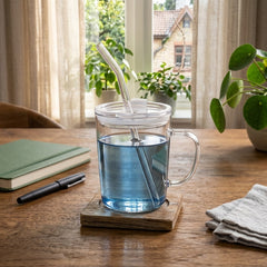 Mason Jar Transparent with Lid & Glass Straw | 350ml
