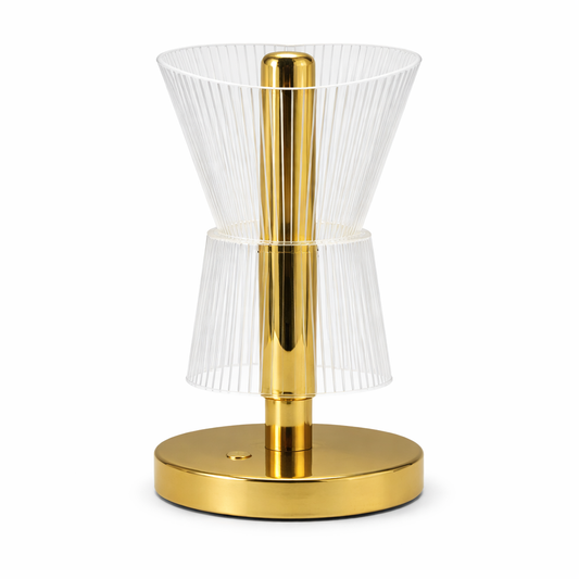 Modern Adjustable Acrylic LED Table Lamp – Gold Designer Accent Light for Bedroom & Living Room - Habitt