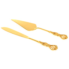 2‑Piece Cake Server Set – Gold Stainless Steel Knife & Lifter