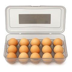 15-Piece Egg Storage Box – Stackable Container with Lid for Fridge Organization