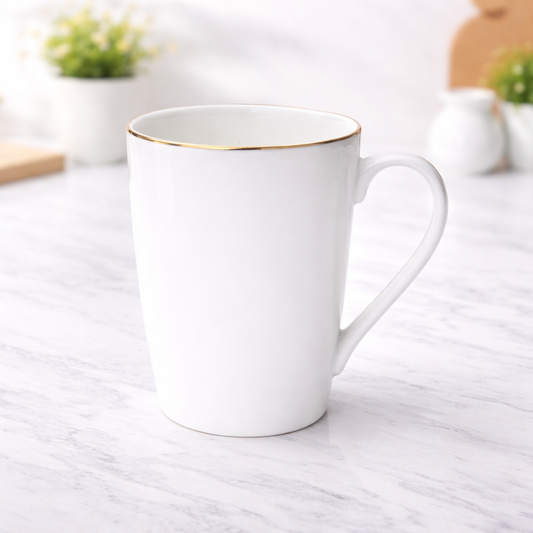 Bone Mug  – Elegant White Mug with Gold Rim - Habitt