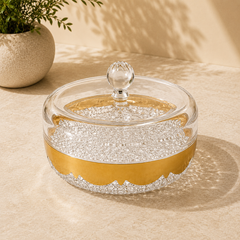 Mini Gold-Accent Dry Fruit Serving Bowl with Lid