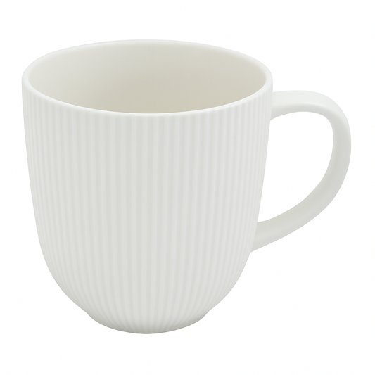 Matte White Ribbed Ceramic Mug – Minimalist Coffee & Tea Cup