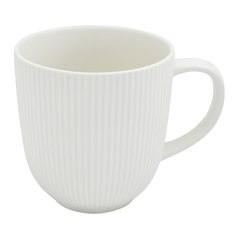 Matte White Ribbed Ceramic Mug – Minimalist Coffee & Tea Cup