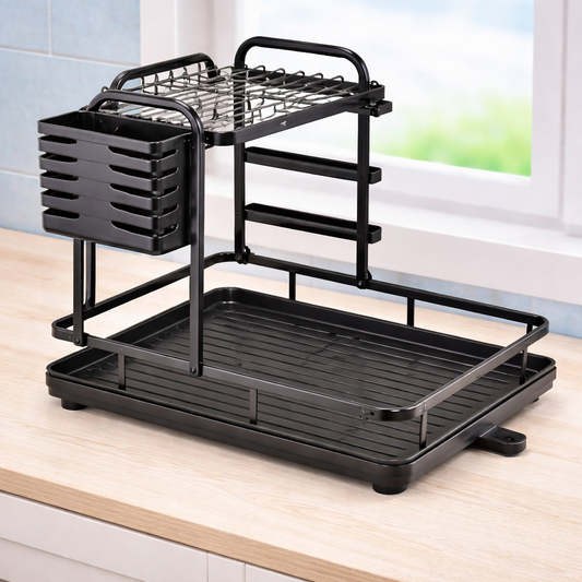 Modern Dish Rack – Multi-Functional Kitchen Drying Rack with Utensil Holder - Habitt