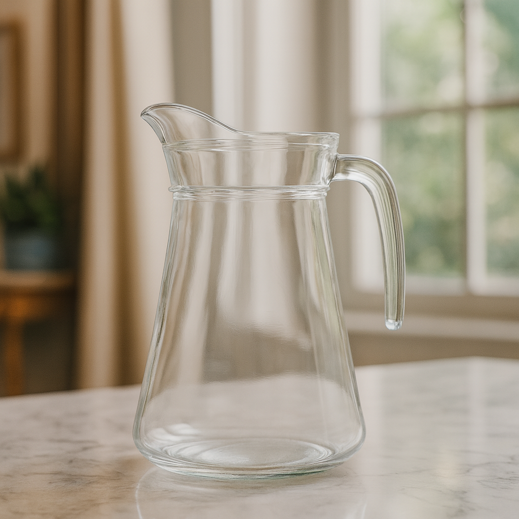 Wide-Base Clear Glass Jug – 1 Piece (1580 mL)