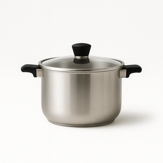 Stainless Steel Pot with Glass Lid – 28 cm / 30 cm / 32 cm (7L–9L-11 L )