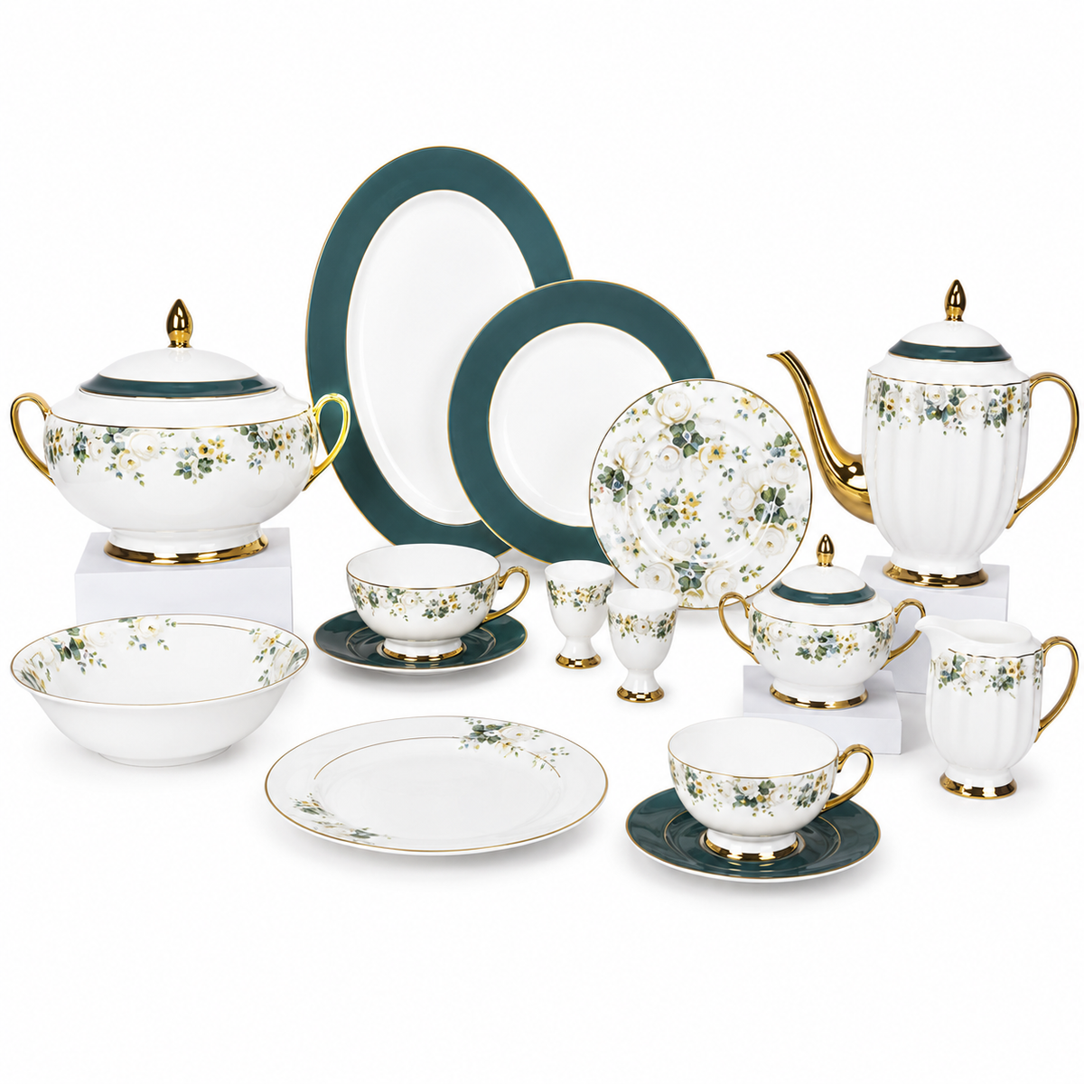 Luxury 65-Piece Dinner Set | Complete Elegant Dinnerware & Serving Set