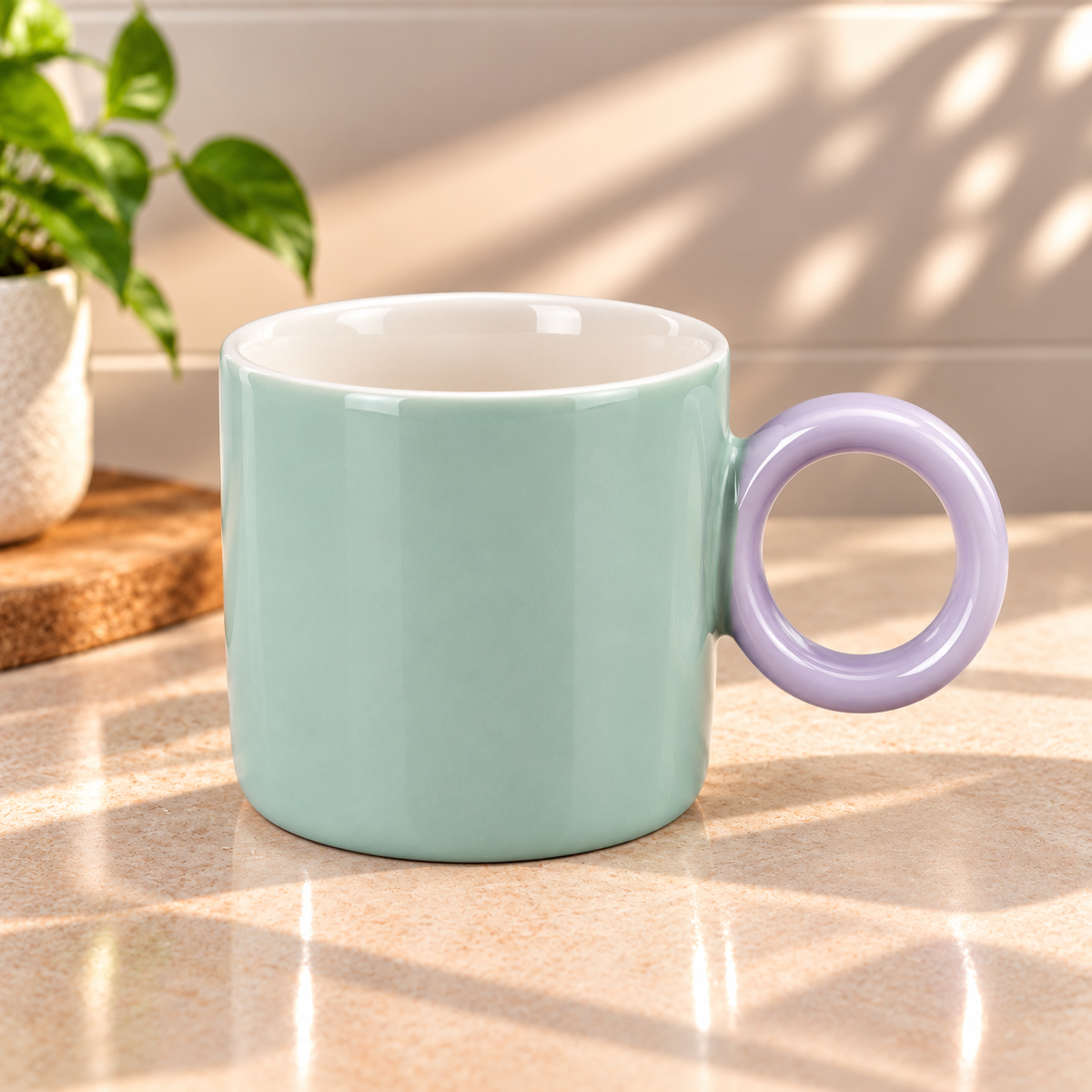 Pastel Ceramic Mug with Round Handle